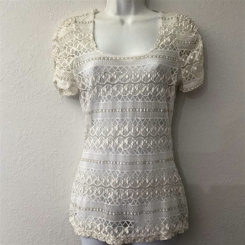 DEB SHEER RUCHED Y2K SHORT SLEEVE TOP